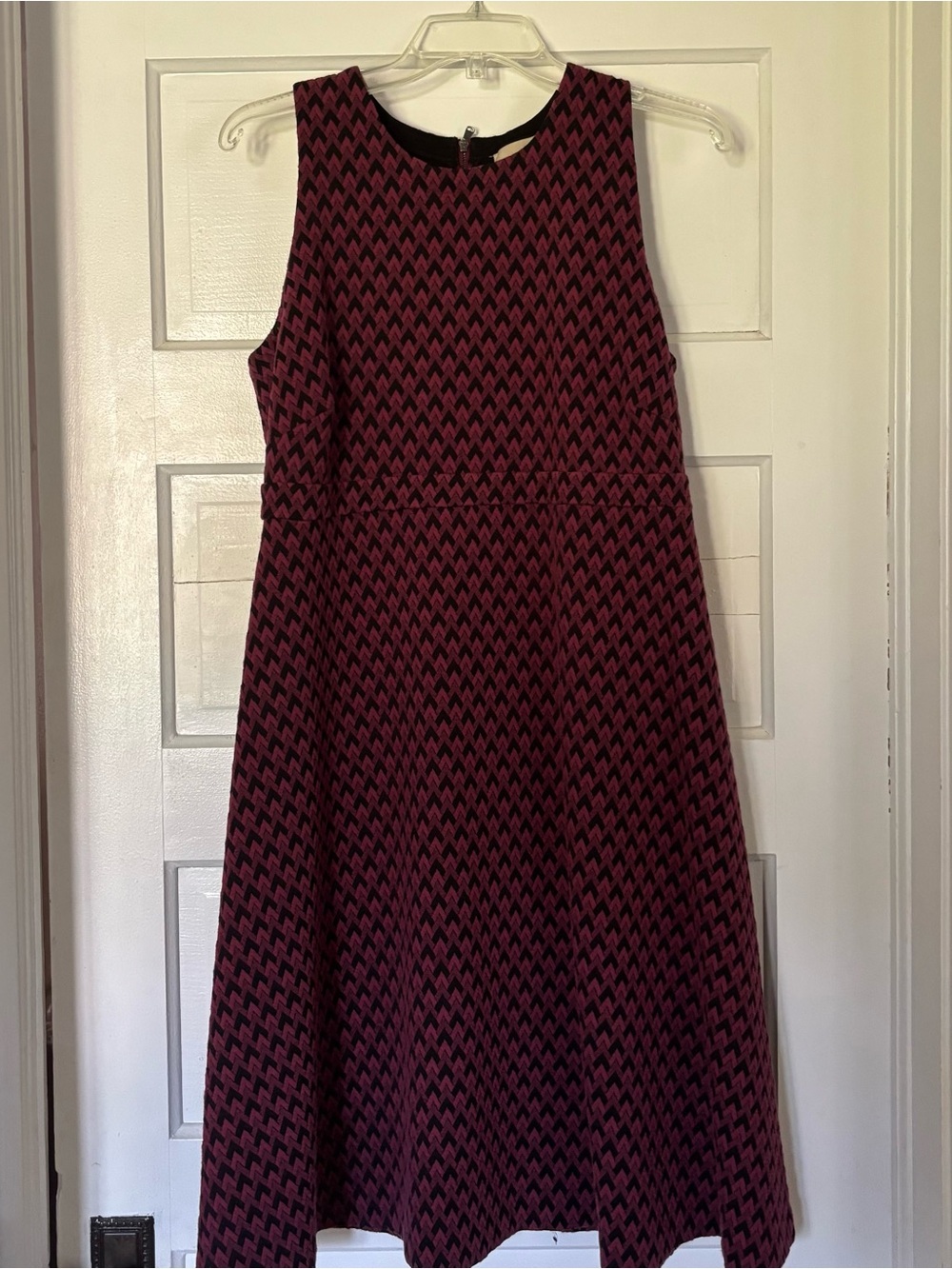 LOFT Burgundy and Black Sleeveless Midi Dress